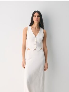 Aritzia Wilfred Pacino Crepette Vest Light Birch
